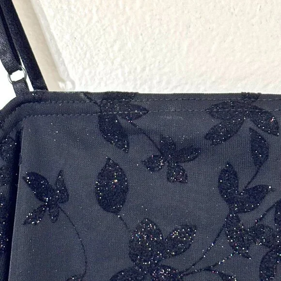 Vtg Y2K Velvet Burnout Floral Dress SzM Sparkle Sheer Stretch Whimsigoth Witchy - Picture 16 of 16